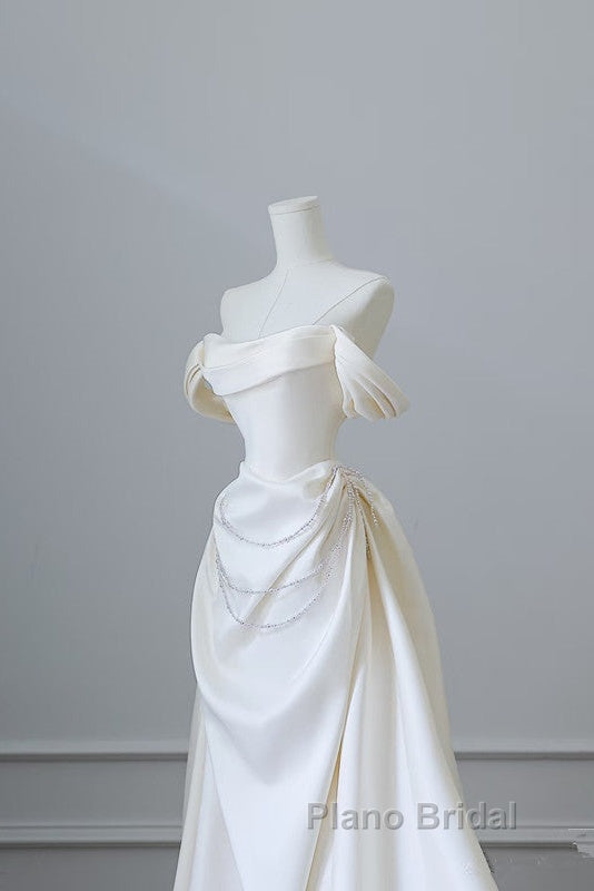 Unique Mermaid Strapless Long Wedding Dresses With Short Sleeves Brides Dresses