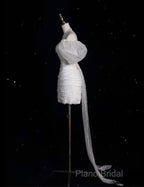 Unique Sheath Off The Shoulder Sequin Short Sleeves White Wedding Dresses Brides Dresses