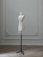 Unique Sheath Spaghetti Straps Silver Wedding Dresses Brides Dresses