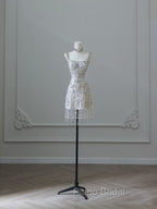 Unique Sheath Spaghetti Straps Silver Wedding Dresses Brides Dresses