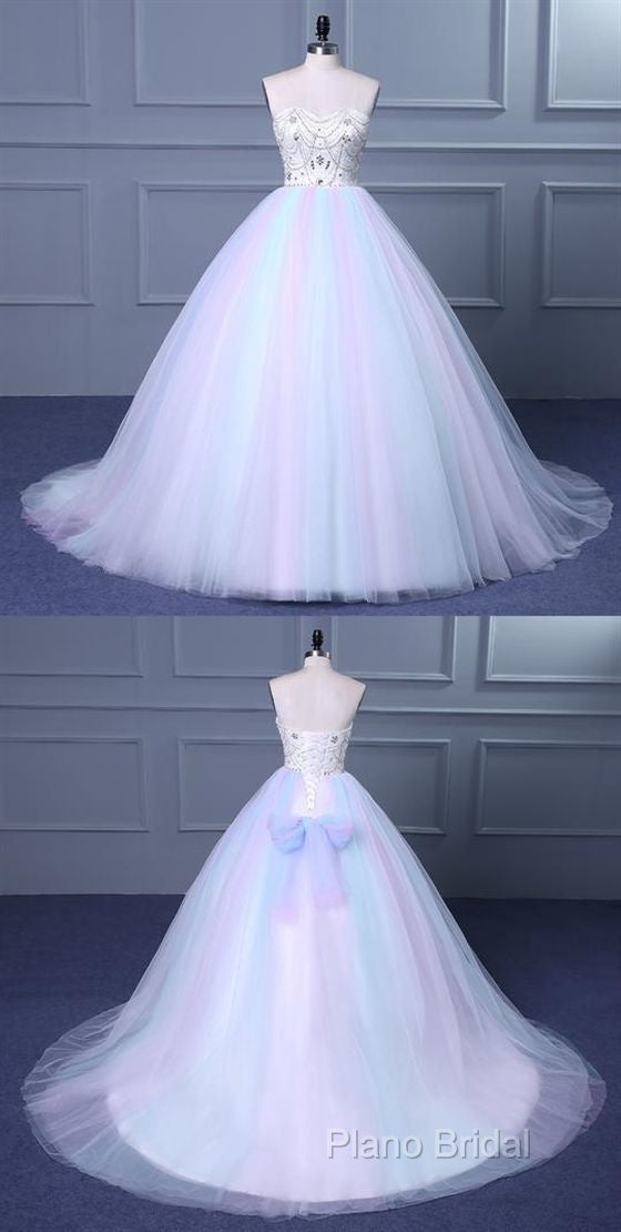 Unique Strapless Sweetheart A Line Wedding Dresses Beaded Bridal Formal Prom Gown Secondary image