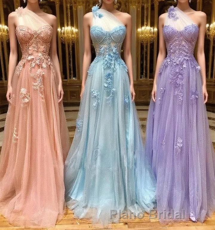 Unique sweetheart neck tulle lace long Formal Prom dress A line evening dress Main image