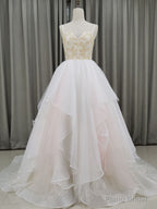 Unique Sweetheart Neck Tulle Long Prom Dresses, Tulle Graduation With Beading Sequin