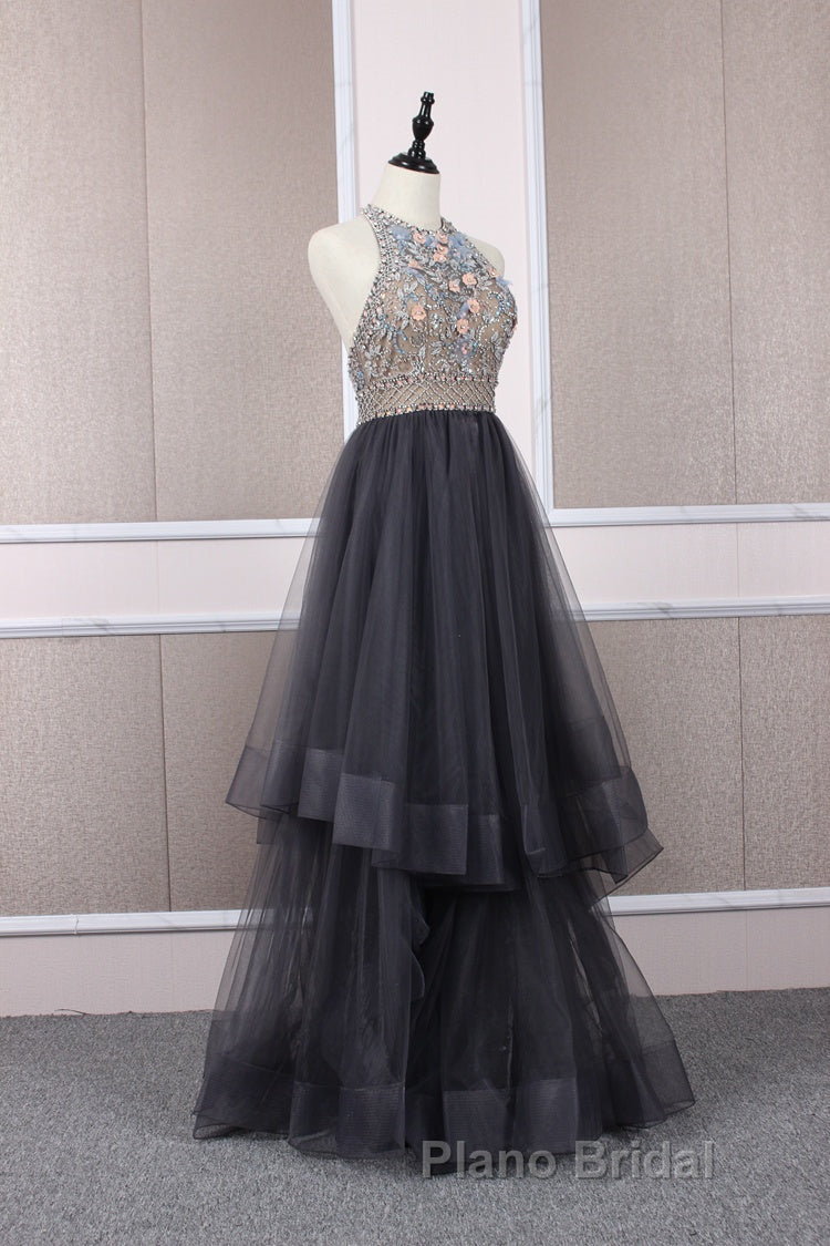 Unique tulle beads long Formal Prom dress tulle long evening dress Secondary image