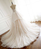 Unique Tulle Lace Long Formal Prom Dresses, Tulle Lace Wedding Dresses
