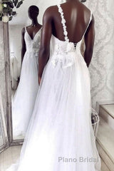 Unique v neck tulle lace long Formal Prom dress tulle lace evening dress