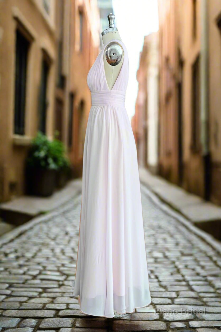 V Neck Chiffon Long Bridesmaid Dresses with Split Wedding Guest Dress Secondary image