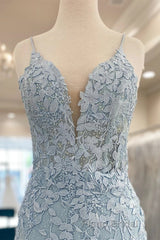 V Neck Light Blue Short Lace Formal Prom Dresses, Light Blue Short Blue Lace Graduation Homecoming Dresses