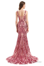 V-Neck Sequins Sleeveless Lace-up Mermaid Prom Dresses