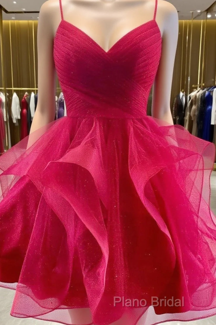 V Neck Short Burgundy Formal Prom Dresses, Short Burgundy Formal Homecoming Graduation Dresses Main image