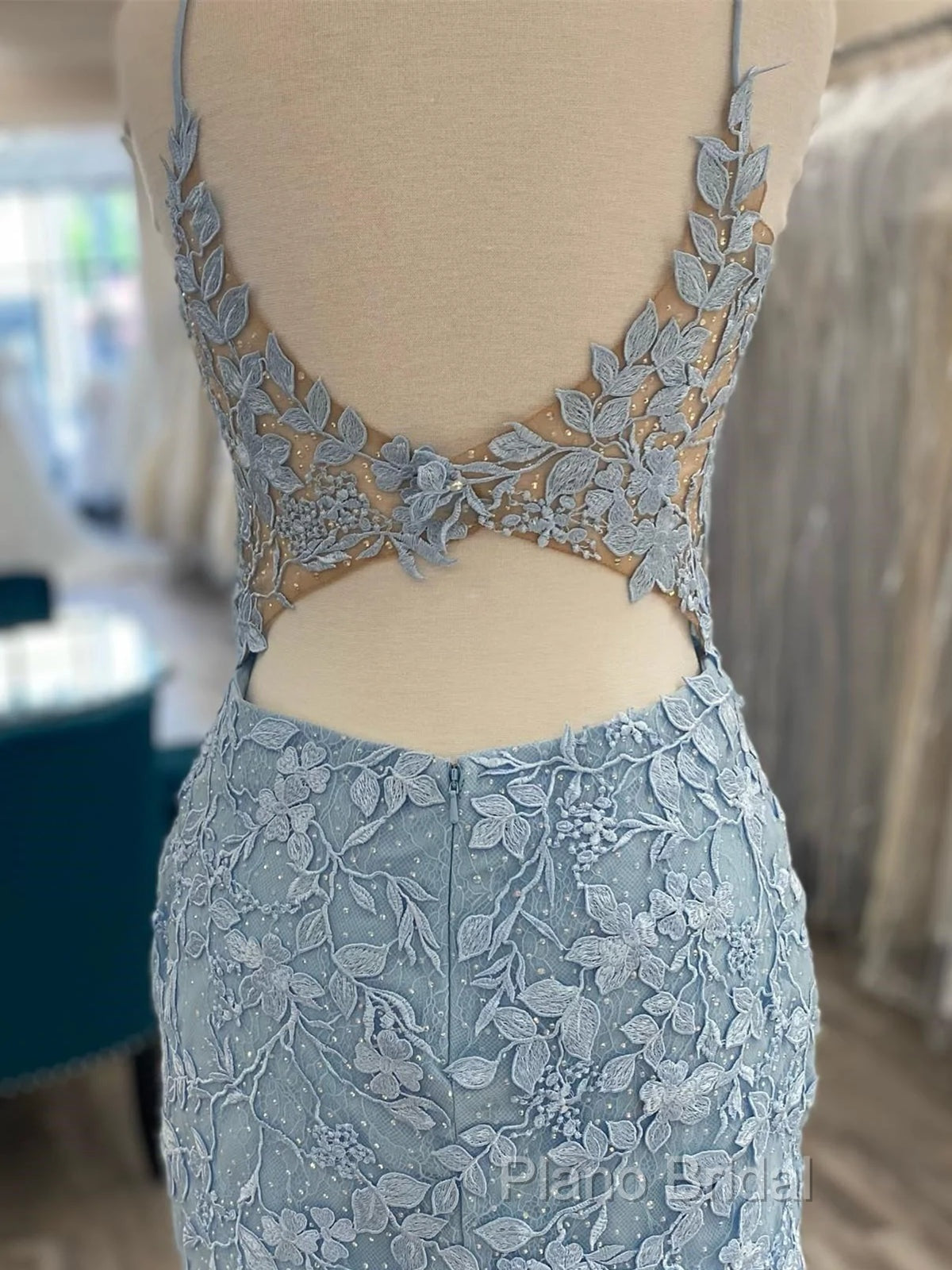 V Neck Short Light Blue Lace Formal Prom Dresses, V Neck Blue Lace Short Graduation Homecoming Dresses Secondary image