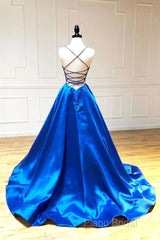 V-Neck Spaghetti Straps Criss-Cross Back Formal Prom Dresses Formal Dresses