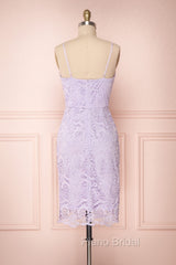 V-Neck Spaghetti Straps Lace Short Bridesmaids Dresses