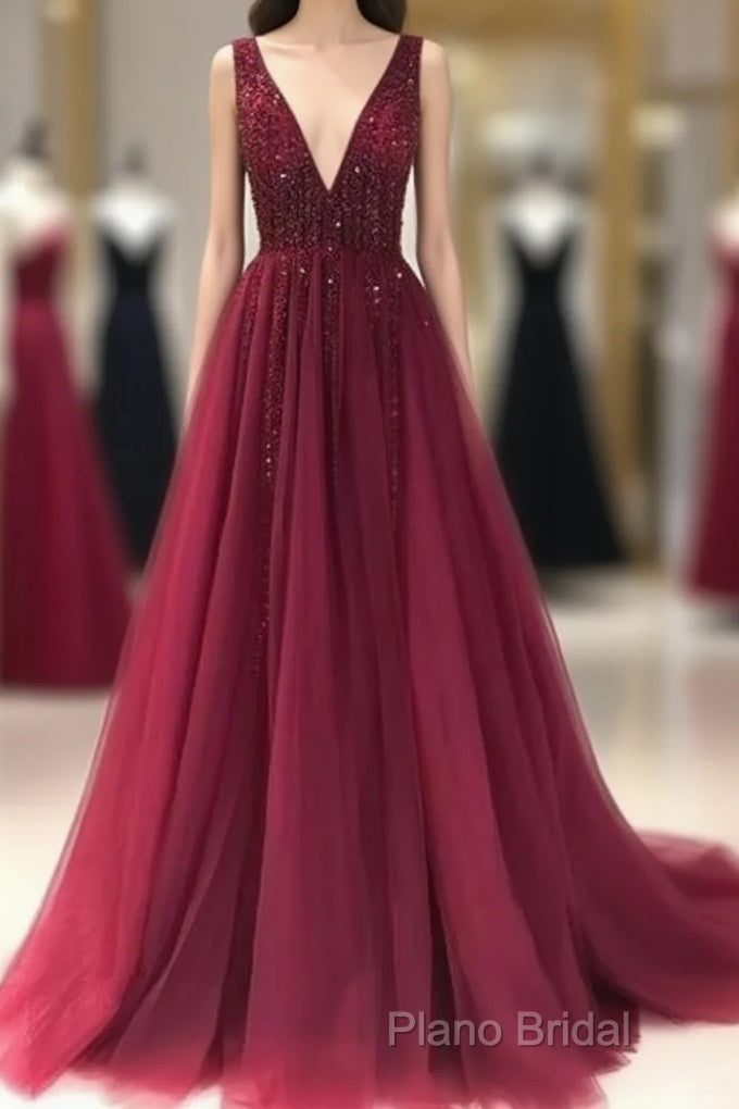 V Neckline Formal Prom Dresses Long , Formal Dresses, Formal Dresses, Graduation School Party Dance Dresses Main image