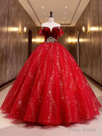 Burgundy Velvet Tulle Long Formal Dress, Burgundy Off Shoulder Prom Dress