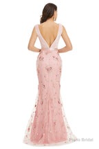 Velvet Mermaid Prom Dresses Lace 3D Flowers