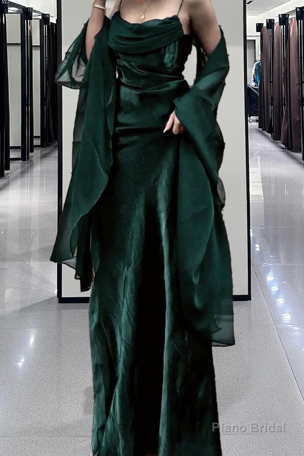 Vintage A line Spaghetti Straps Sleeveless Green Prom Dresses Long Prom Dress Secondary image