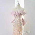 Vintage A Line Strapless Party Dresses Pink Formal Prom Dresses