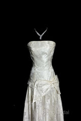 Vintage A Line Strapless White Lace Formal Prom Gown Fairy Formal Prom Dresses