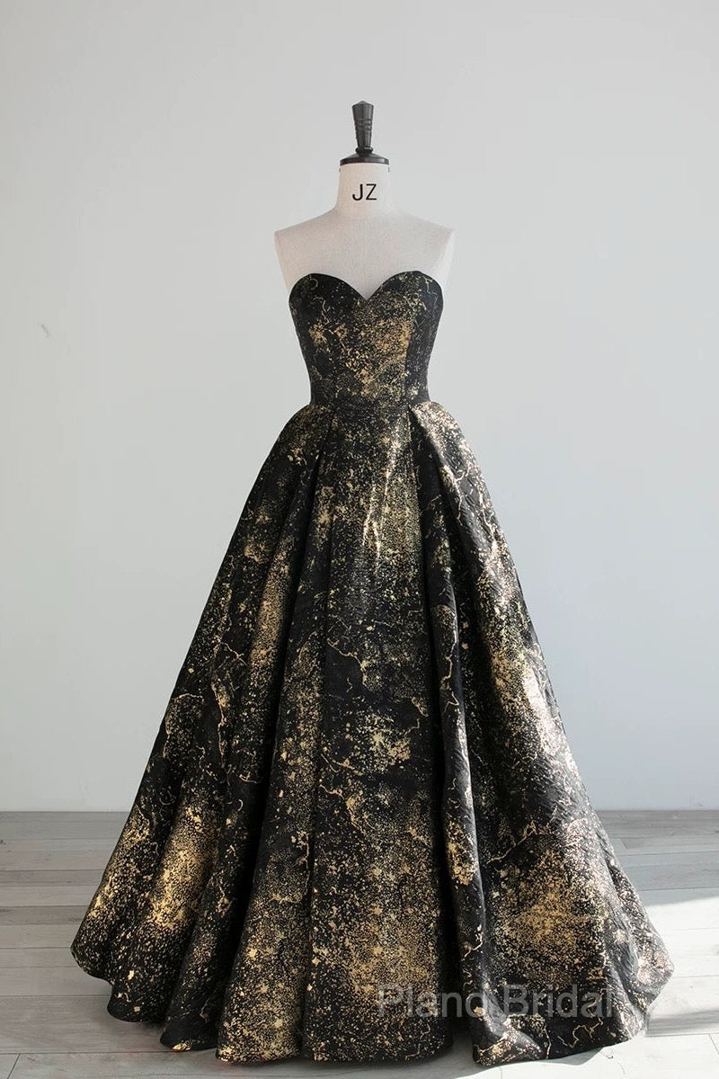 Vintage Ball Gown Sweetheart Sleeveless Long Formal Prom Gown Fairy Black Formal Prom Dresses