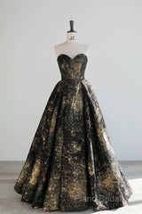 Vintage Ball Gown Sweetheart Sleeveless Long Formal Prom Gown Fairy Black Formal Prom Dresses