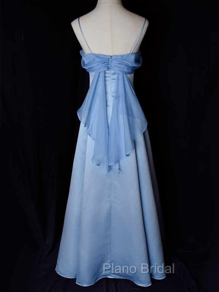 Vintage Blue Satin Spaghetti Straps Gown Elegant Dresses Secondary image