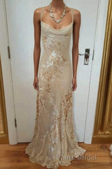 Vintage Champagne Floral Formal Prom Dress Mermaid Birthday Outfits