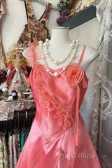 Vintage Fashion A Line Spaghetti Straps Pink Floor Length Formal Dresses Formal Prom Dresses