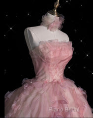 Vintage Fashion Ball Gown Strapless Pink Floral Floor Length Formal Dresses Formal Prom Dresses