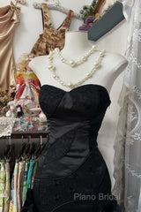 Vintage Fashion Mermaid Sweetheart Black Floor Length Formal Dresses Formal Prom Dresses