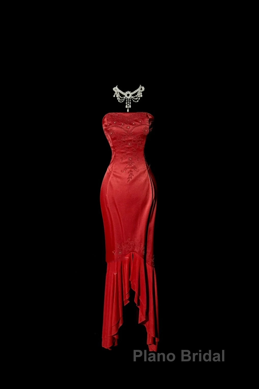 Vintage High Low Strapless Red Long Formal Prom Gown Fairy Formal Prom Dresses Secondary image