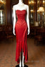 Vintage High Low Strapless Red Long Formal Prom Gown Fairy Formal Prom Dresses