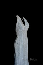 Vintage Mermaid Halter Neck Blue Sequin Formal Prom Gown Fairy Formal Prom Dresses