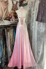 Vintage Mermaid Halter Sleeveless Long Ombre Pink Evening Dresses Formal Prom Dresses