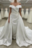 Vintage Mermaid Off Shoulder Wedding Dresses Satin Embroidery