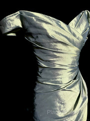 Vintage Mermaid Off The Shoulder Green Long Formal Prom Gown Fairy Formal Prom Dresses