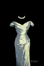 Vintage Mermaid Off The Shoulder Green Long Formal Prom Gown Fairy Formal Prom Dresses