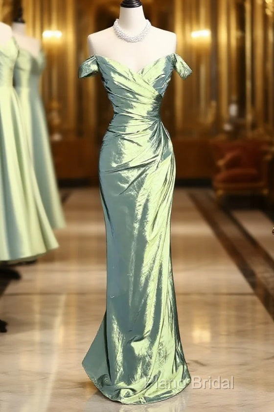 Vintage Mermaid Off The Shoulder Green Long Formal Prom Gown Fairy Formal Prom Dresses Main image