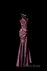 Vintage Mermaid One Shoulder Sleeveless Long Formal Prom Gown Fairy Formal Prom Dresses