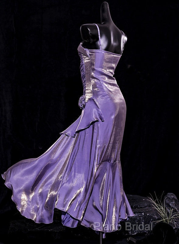 Vintage Mermaid Spaghetti Straps Long Lilac Formal Prom Dresses Birthday Outfits