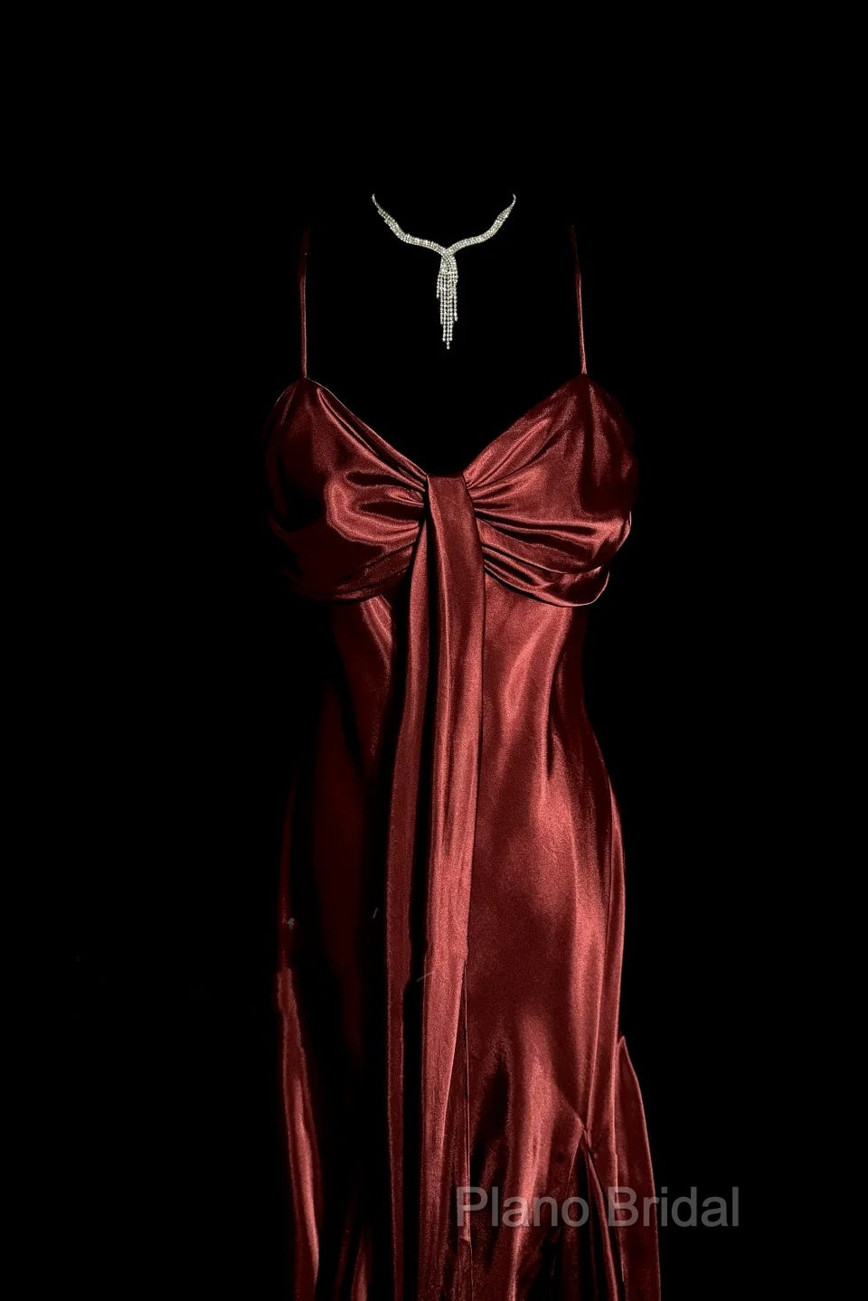 Vintage Mermaid Spaghetti Straps Satin Burgundy Formal Prom Gown Fairy Formal Prom Dresses