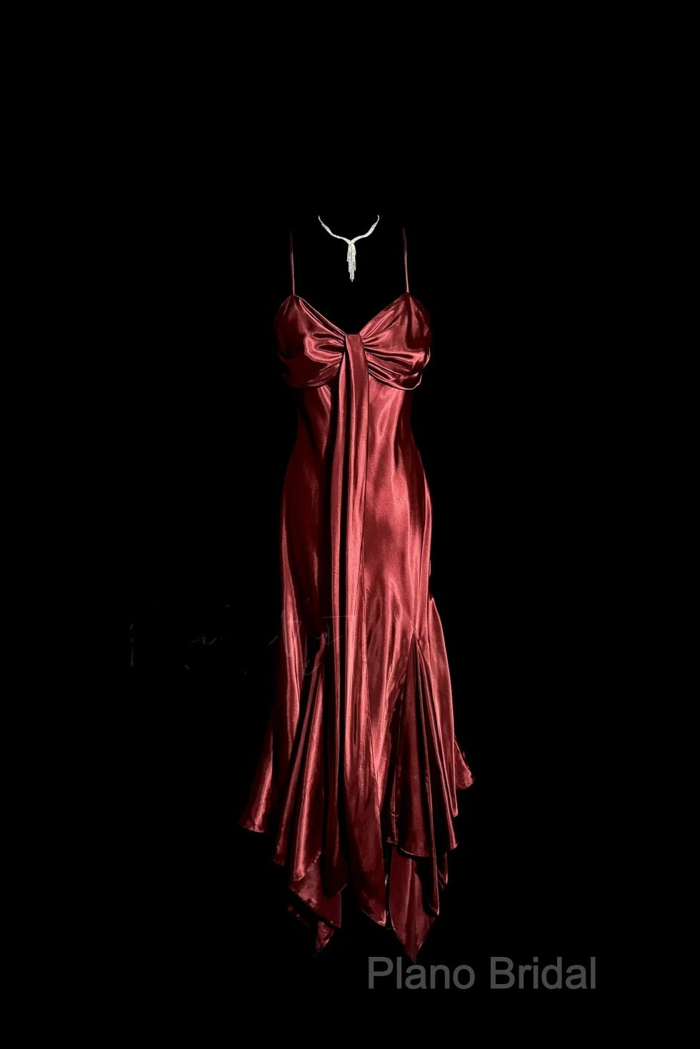 Vintage Mermaid Spaghetti Straps Satin Burgundy Formal Prom Gown Fairy Formal Prom Dresses