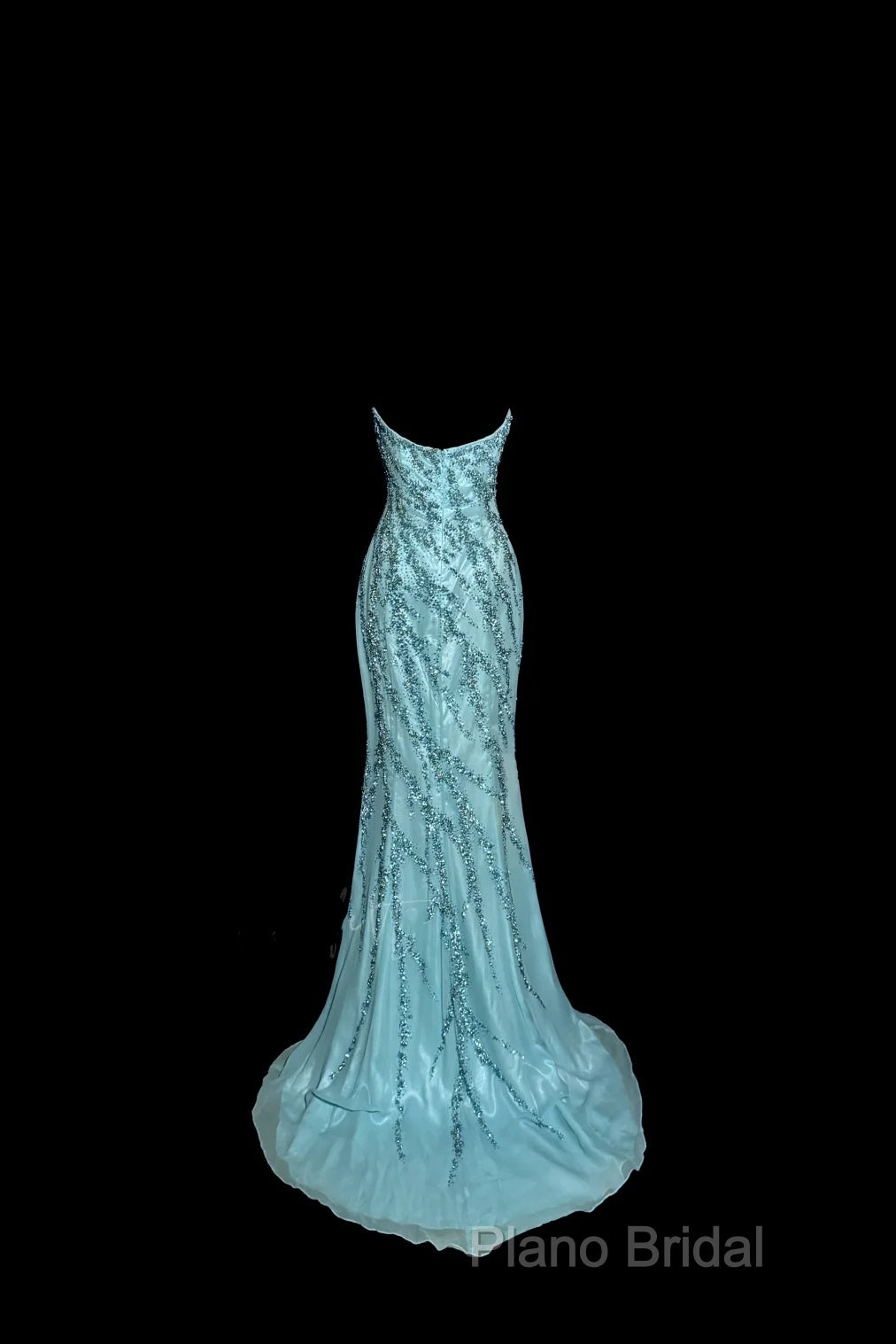 Vintage Mermaid Strapless Tulle Blue Beads Long Formal Prom Gown Fairy Formal Prom Dresses