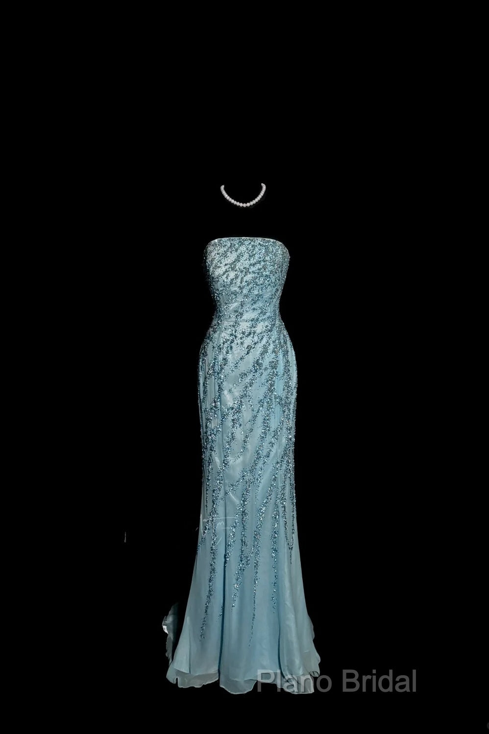 Vintage Mermaid Strapless Tulle Blue Beads Long Formal Prom Gown Fairy Formal Prom Dresses