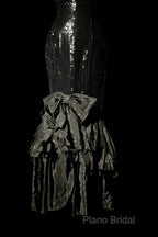 Vintage Mermaid Sweetheart Black Sequin Long Formal Prom Gown Fairy Formal Prom Dresses