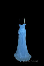 Vintage Mermaid Sweetheart Blue Chiffon Long Formal Prom Gown Fairy Formal Prom Dresses