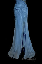 Vintage Mermaid Sweetheart Blue Chiffon Long Formal Prom Gown Fairy Formal Prom Dresses