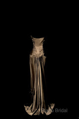 Vintage Mermaid Sweetheart Brown Long Formal Prom Gown Fairy Formal Prom Dresses