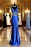 Vintage Mermaid Sweetheart Neckline Royal Blue Satin Backless Formal Prom Gown Fairy Formal Prom Dresses