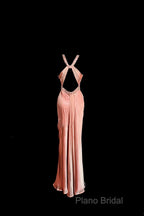 Vintage Mermaid V Neckline Pink Backless Long Formal Prom Gown Fairy Formal Prom Dresses
